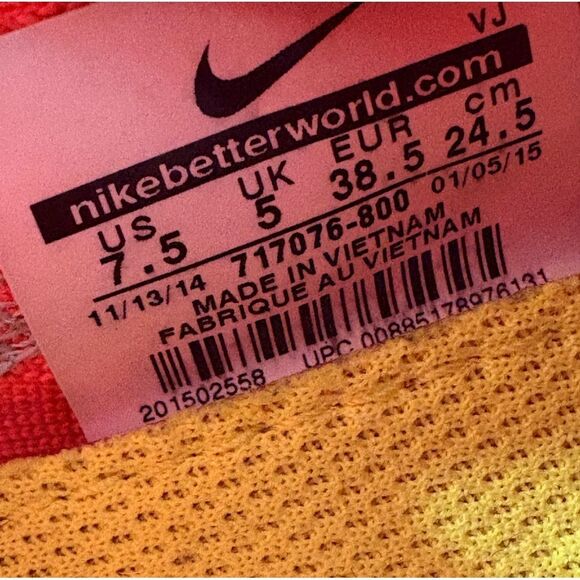 Nike Free  4.0 Flyknit Women’s Size 7.5 multicolor sneakers - Picture 8 of 8